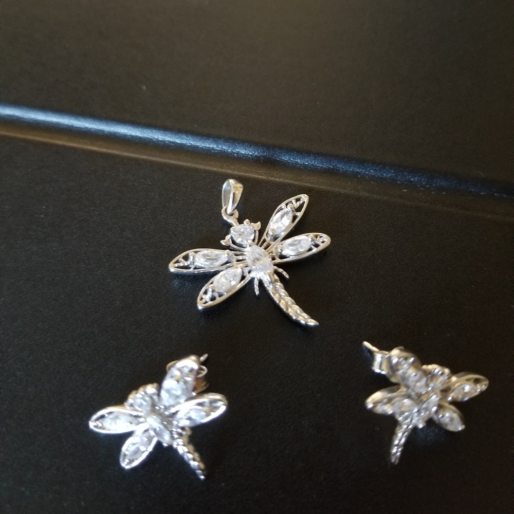 S.S. pendant and earring set